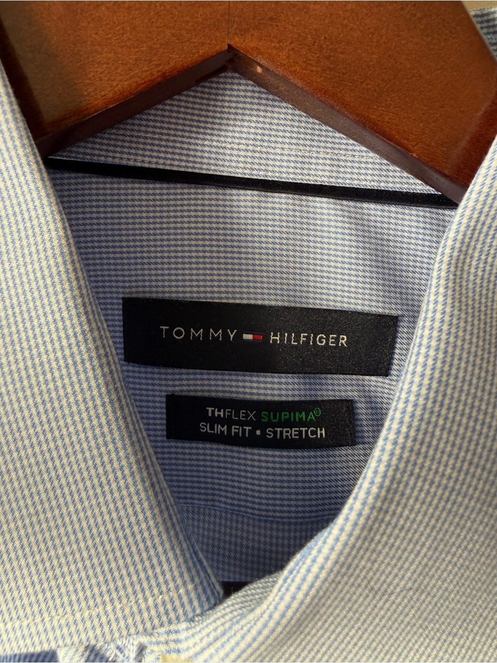 Tommy Hilfiger THFLEX SUPIMA STRETCH 15.5 32/33 Men’s Slim Fit Blue Dress Shirt